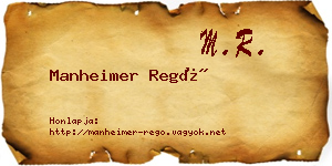 Manheimer Regő névjegykártya